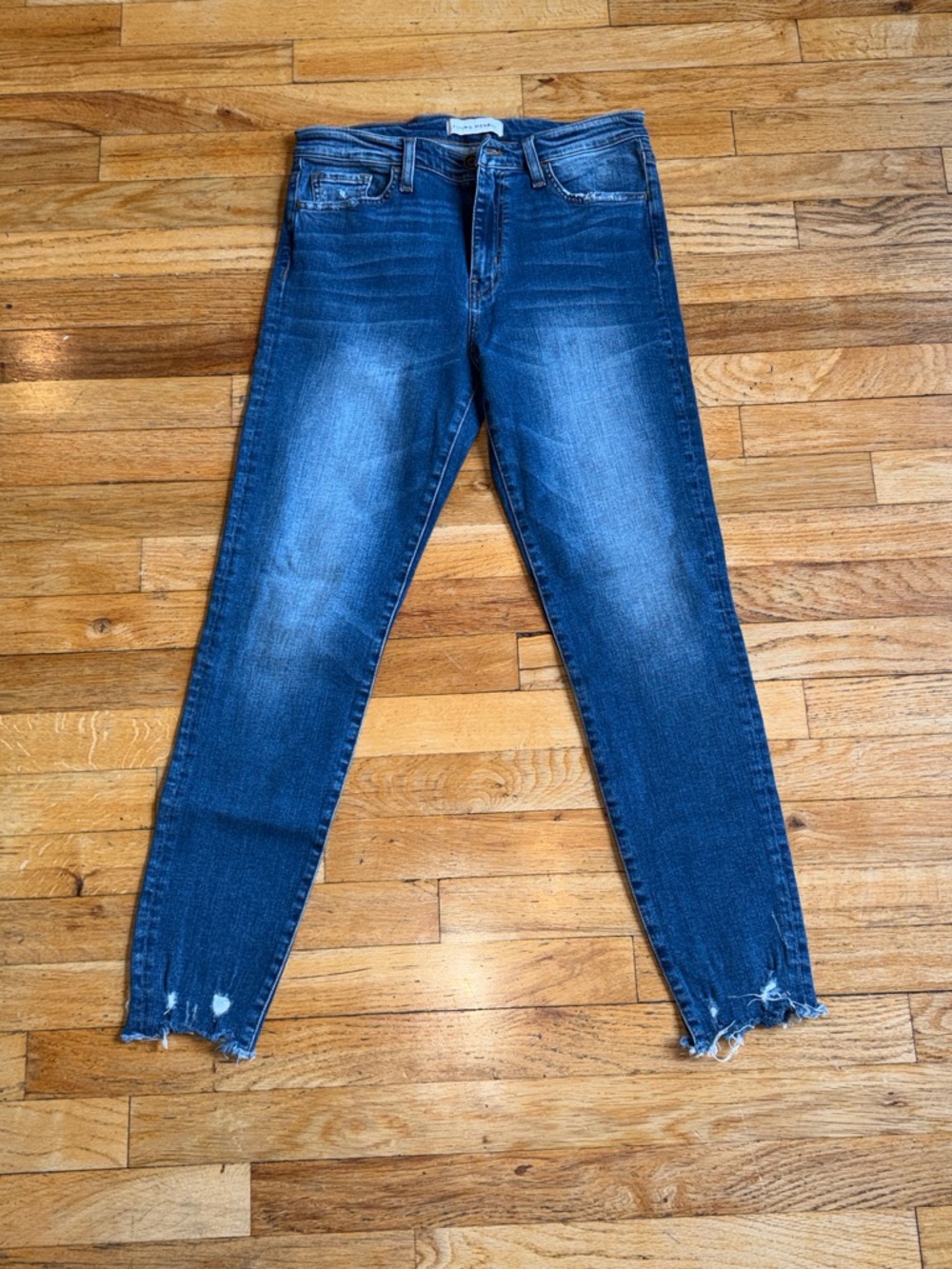 Flying Monkey Medium Wash Skinny Jeans with Distressed Ankles